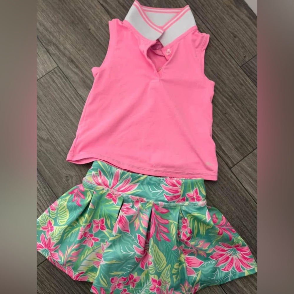 Pink Sleeveless Top and Floral Skirt Set